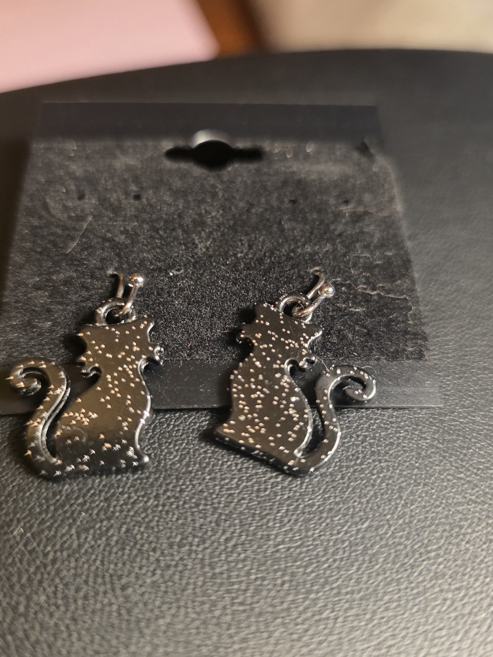 Cat Silhouette Dangle Earrings - Black